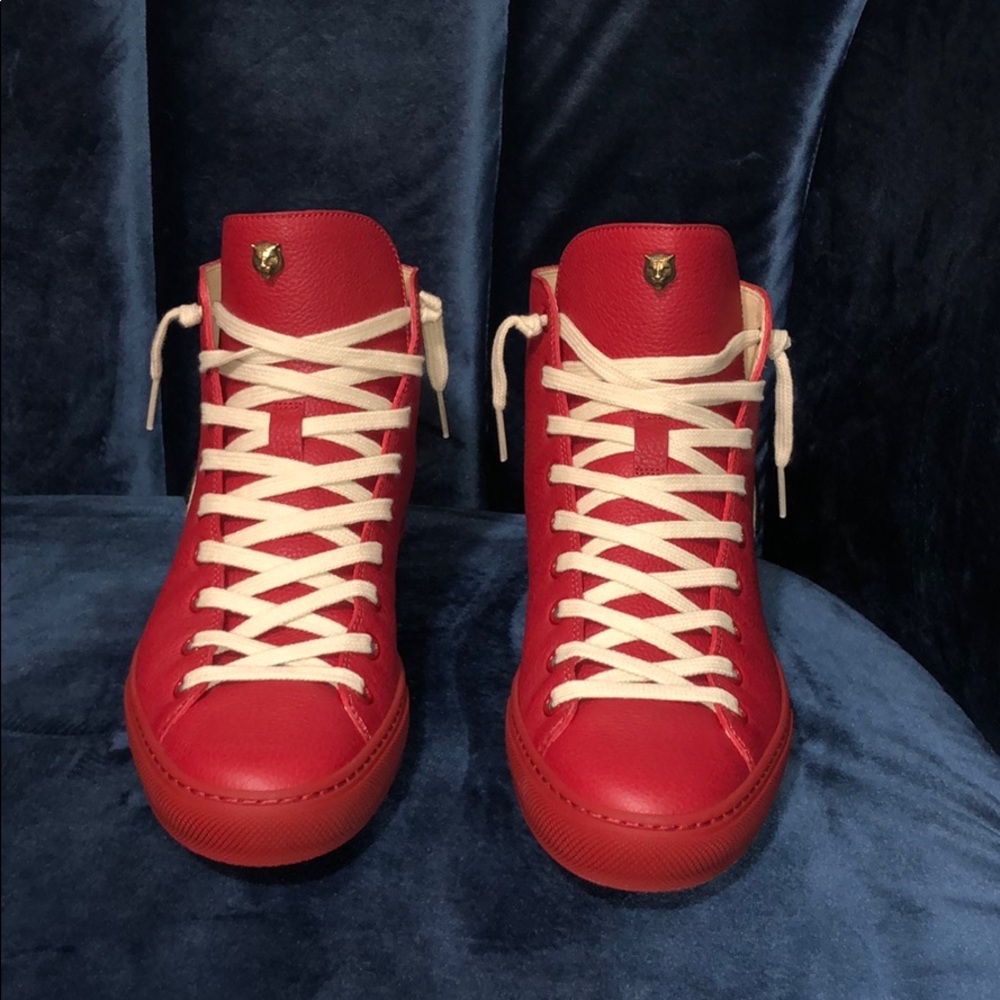 Gucci Major Panther Patch Leather High Top Sneaker